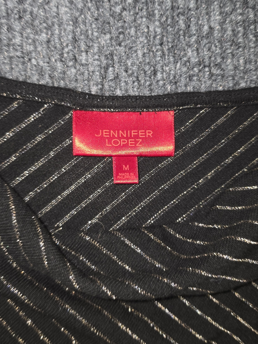 Black Metallic-Striped Women's Sweater - Picture 3 of 6